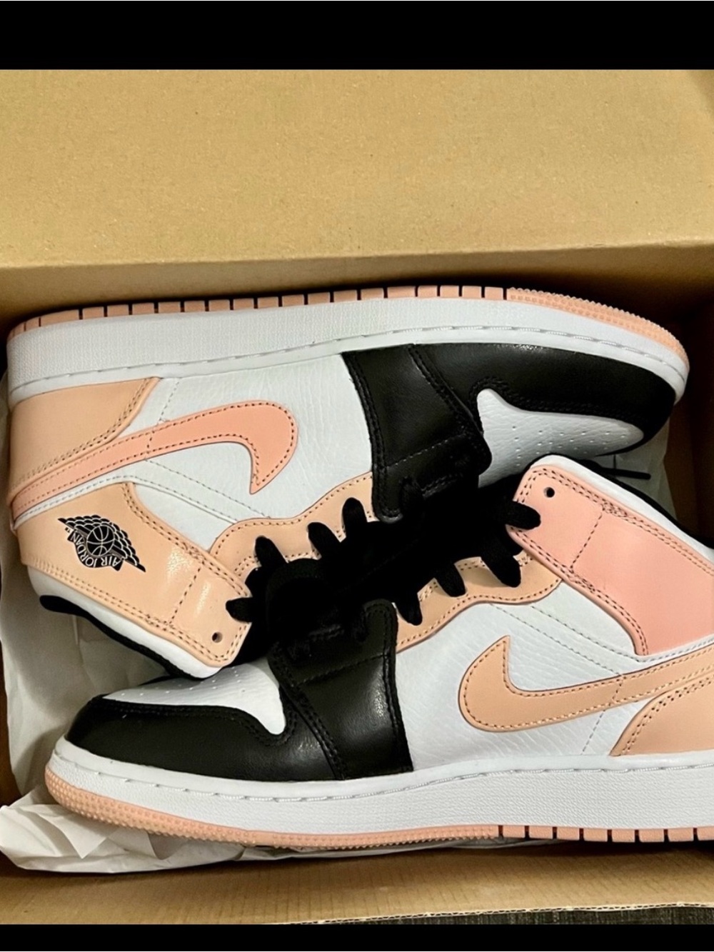 Jordan Air Jordan 1 Mid White Black Peach Sneakers